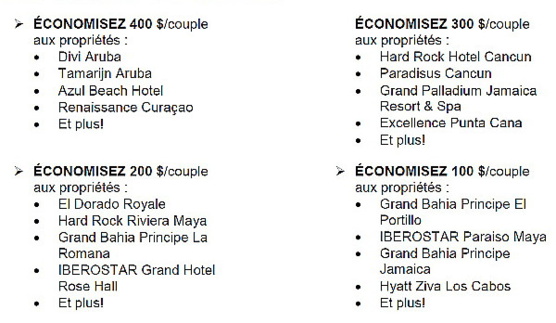 La promotion de la semaine d'après Noël ' Économisez un million de Vacances Sunquest ! ' La promotion de la semaine d'après Noël ' Économisez un million de Vacances Sunquest ! '