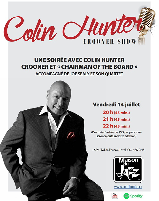 Colin Hunter de retour sur scène à Montréal et à Laval