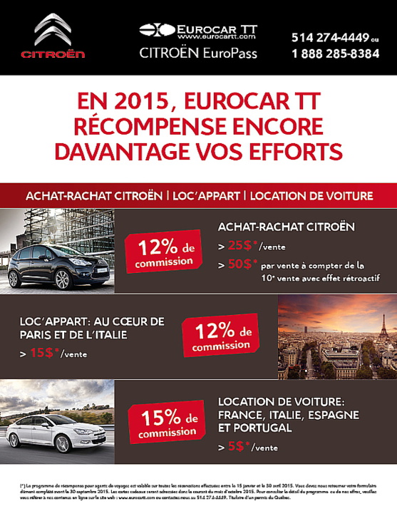 EurocarTT: 3 brochures et des commissions bonifiées  !