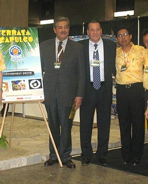 Rodolfo Elizondo Torres, ministre du tourisme du Mexique, Ernesto Rodriguez Escalona ministre du Tourisme de l’État de Guerrero et Jesus Radilla Calderon directeur de l'OTC d'Acapulco,