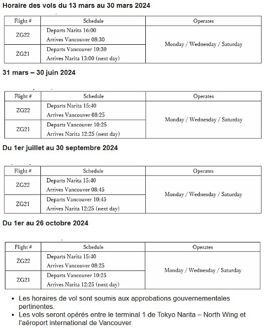 ZIPAIR lancera un vol inaugural entre Tokyo Narita et l’aéroport international de Vancouver le 13 mars 2024 ZIPAIR lancera un vol inaugural entre Tokyo Narita et l’aéroport international de Vancouver le 13 mars 2024