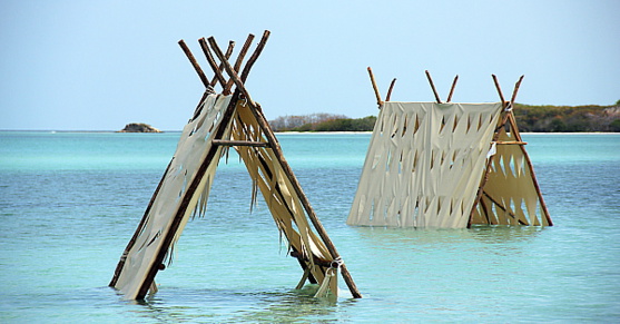 En face de la plage du Melia Jardines del Rey: des tipis avec des hamacs, pour relaxer dans l'eau.