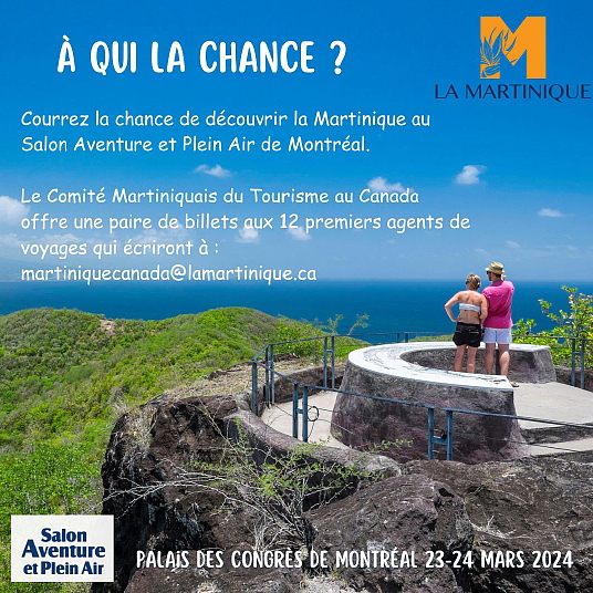 Martinique : Des entrées gratuites à gagner pour le Salon Aventure et Plein Air de Montréal  Martinique : Des entrées gratuites à gagner pour le Salon Aventure et Plein Air de Montréal