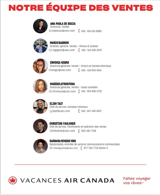Vacances Air Canada agrandit son équipe de vente et son engagement envers l’excellence dans l’industrie du voyage Vacances Air Canada agrandit son équipe de vente et son engagement envers l’excellence dans l’industrie du voyage