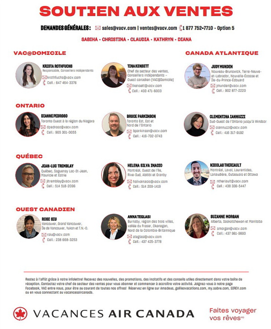Vacances Air Canada agrandit son équipe de vente et son engagement envers l’excellence dans l’industrie du voyage Vacances Air Canada agrandit son équipe de vente et son engagement envers l’excellence dans l’industrie du voyage