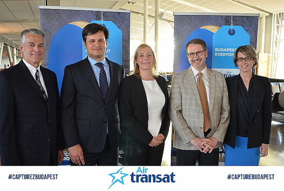 Pierre-Paul Pharand, Aéroports de Montréal Katalin Langer, Hungarian National Tourism Office; Balint Odor, Ambassade de la Hongrie au Canada; Jean-François Lemay, Air Transat et Annick Guérard, Transat Tours Canada. Pierre-Paul Pharand, Aéroports de Montréal Katalin Langer, Hungarian National Tourism Office; Balint Odor, Ambassade de la Hongrie au Canada; Jean-François Lemay, Air Transat et Annick Guérard, Transat Tours Canada.