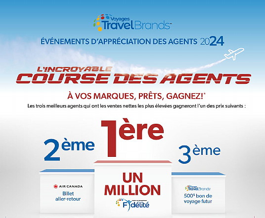 Voyages TravelBrands lance les événements d'appréciation des agents 2024 avec une chance de GAGNER 1 million de points de Récompenses Fidélité