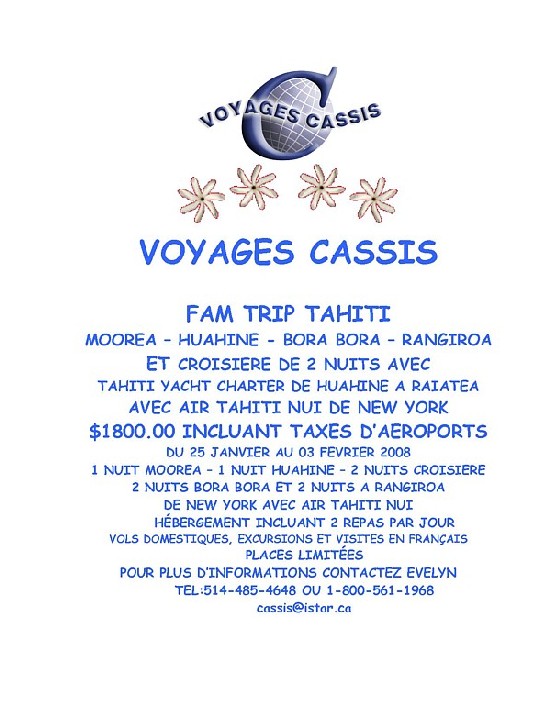 Voyages Cassis propose un éductour à Tahiti : encore quelques places disponibles !