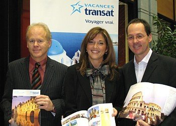 Denis Codère, VP commercialisation Québec, Maryse Martel, directrice commercialisation Québec et Daniel Cousineau, vice-président principal communications et marketing, Transat Tours Canada. Denis Codère, VP commercialisation Québec, Maryse Martel, directrice commercialisation Québec et Daniel Cousineau, vice-président principal communications et marketing, Transat Tours Canada.