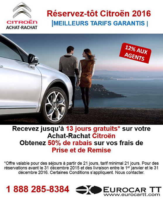 EurocarTT débute la saison 2016 en offrant un SUPER RÉSERVEZ-TÔT en achat-rachat Citroën! EurocarTT débute la saison 2016 en offrant un SUPER RÉSERVEZ-TÔT en achat-rachat Citroën!