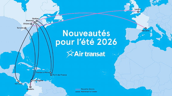 Air Transat annonce trois nouvelles liaisons internationales et l’annualisation de routes phares pour l’été 2026 Air Transat annonce trois nouvelles liaisons internationales et l’annualisation de routes phares pour l’été 2026