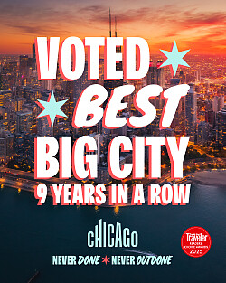 Chicago élue meilleure grande ville des États-Unis par les lecteurs de Condé Nast Traveler pour une neuvième année consécutive Chicago élue meilleure grande ville des États-Unis par les lecteurs de Condé Nast Traveler pour une neuvième année consécutive
