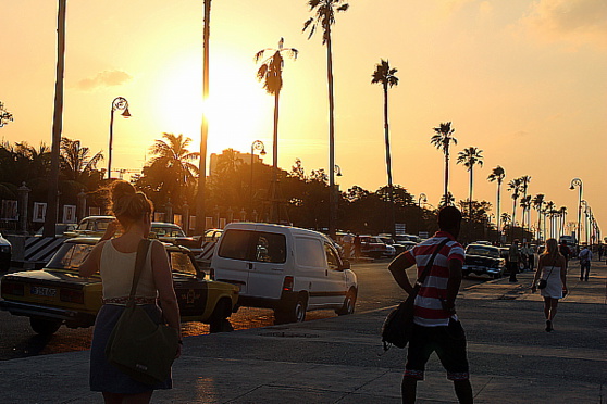 Le Malecon, au coucher du soleil.