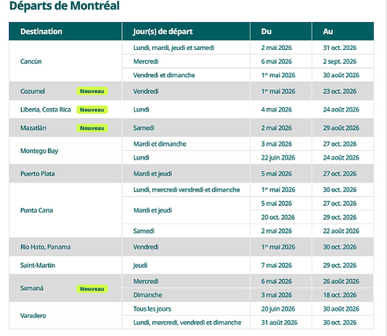 Votre été se dessine à l’horizon : Vacances WestJet Québec dévoile son horaire 2026 Votre été se dessine à l’horizon : Vacances WestJet Québec dévoile son horaire 2026