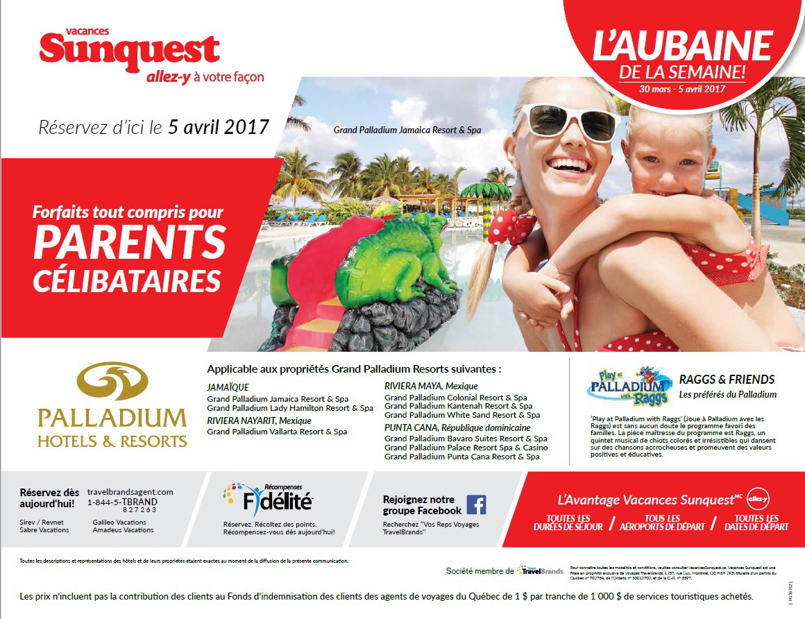 Promotion de Vacances Sunquest