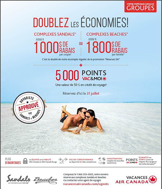 C'est le mois Sandals / Beaches chez Vacances Air Canada