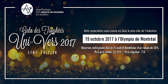 Les billets pour le Gala des Trophées Uni-Vers de l'AAVQ en pré-vente à 49.95 $