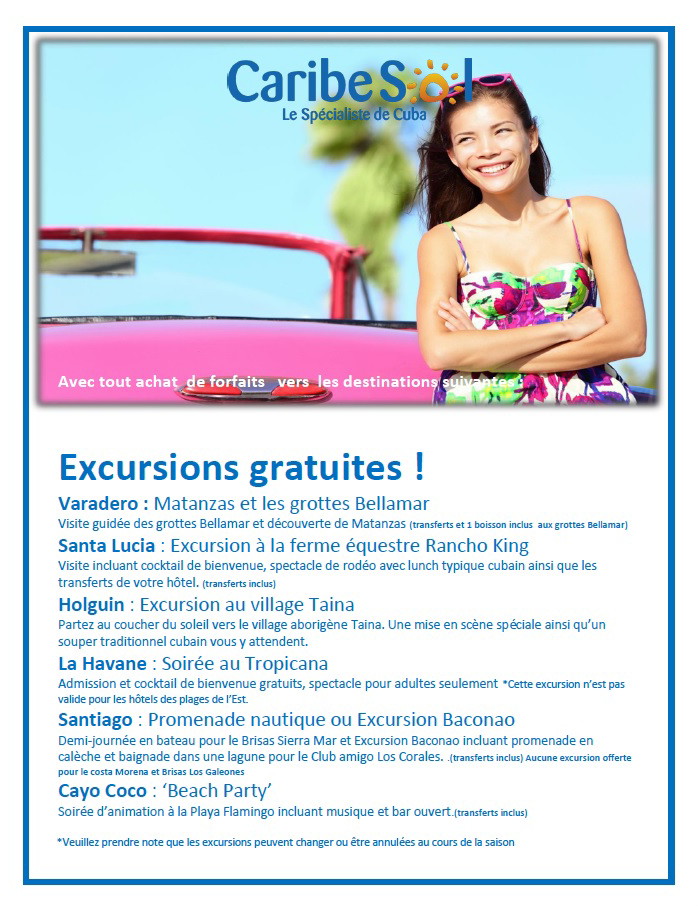 Caribe Sol : Excursions Gratuites 