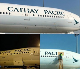 Une faute d'orthographe sur un avion de Cathay Paciic !