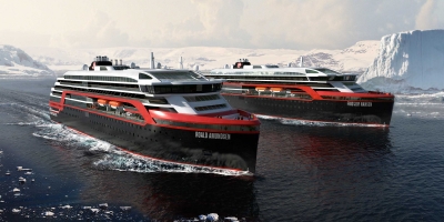 Hurtigruten : Mise à l'eau du Fridtjof Nansen
