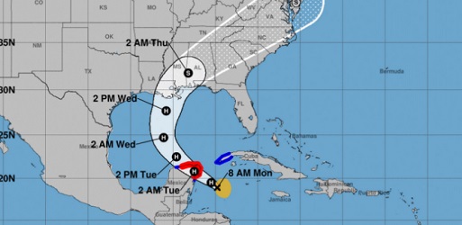La tempête Zeta en route vers le Yucatan