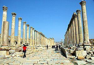 L'un des points fort de Jerash: sa longue rue - le "Cardio Maximus" - pavée et bordée de colonnes