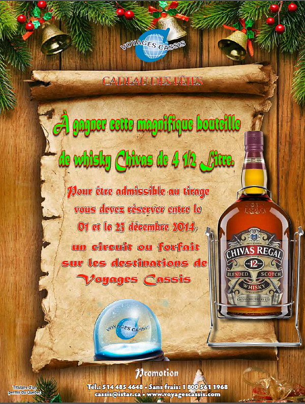 Une grosse bouteille de Whisky à gagner avec Voyages Cassis Une grosse bouteille de Whisky à gagner avec Voyages Cassis