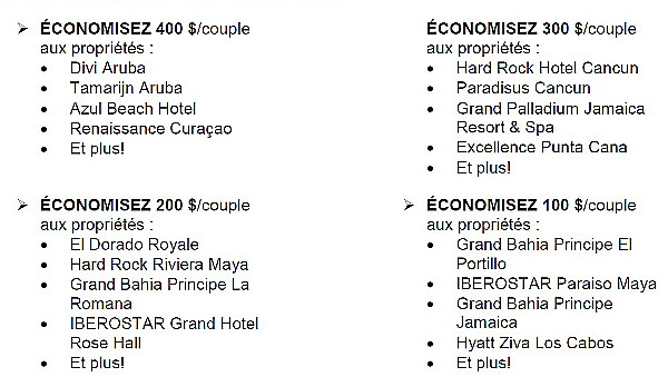 La promotion de la semaine d'après Noël ' Économisez un million de Vacances Sunquest ! ' La promotion de la semaine d'après Noël ' Économisez un million de Vacances Sunquest ! '