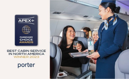 Porter Airlines reçoit le prix APEX Passengers Choice pour le meilleur service de cabine en Amérique du Nord