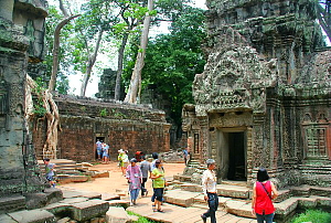 Ta Prohn représente bien l'archétype du temple à moitié engouffré par la jungle tropicale.