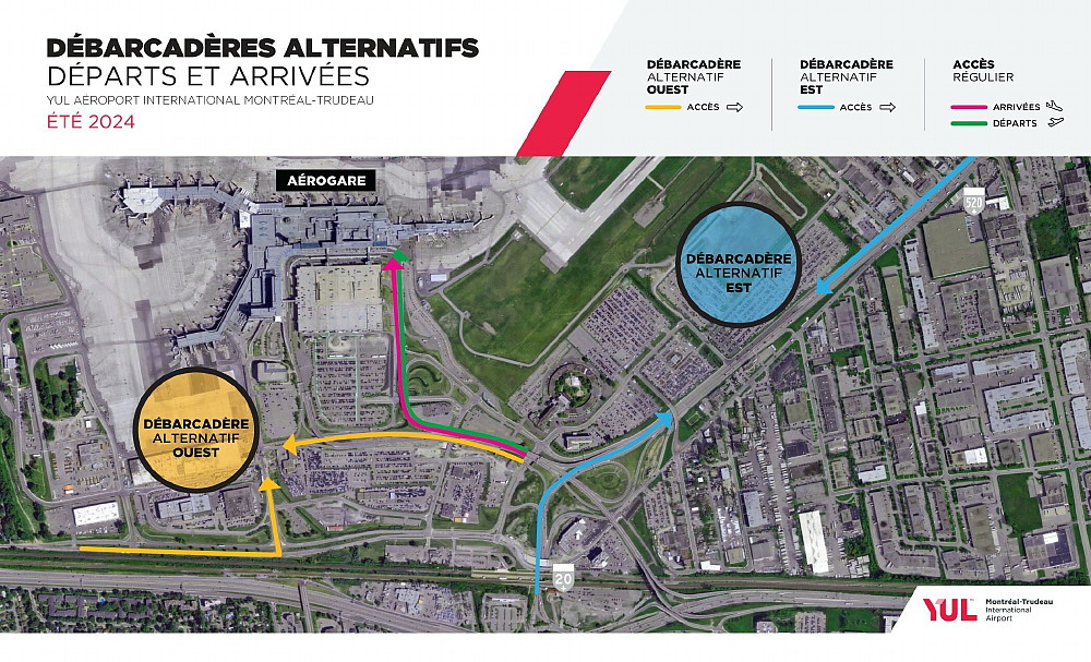 Carte des débarcadères alternatifs à YUL pour la saison estivale 2024 (Groupe CNW/Aéroports de Montréal)