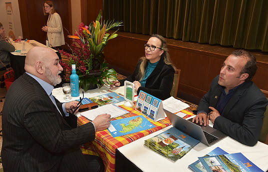 Salon professionnel Stand du Comité Martiniquais du Tourisme représenté par Karine ROYCAMILLE Directrice adjointe Amériques et Jean-Sébastien Esposito, tous deux du Comité  Martiniquais du Tourisme - Crédit photo : Michel Laloux