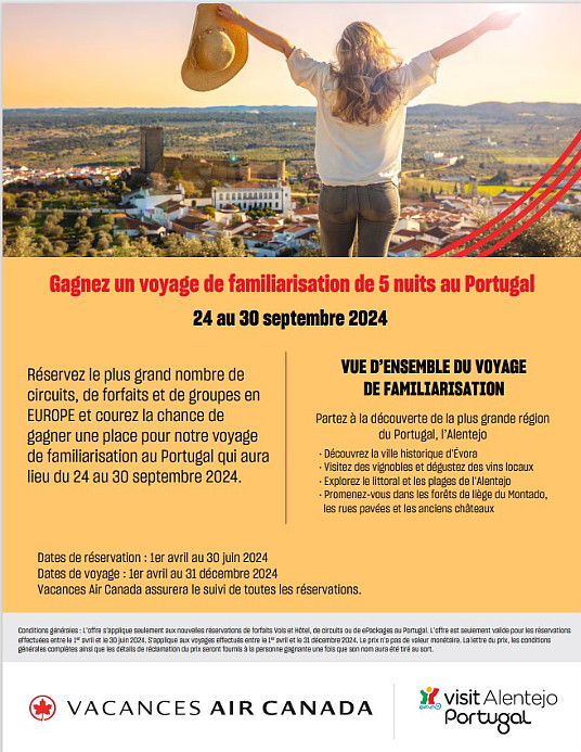 VAC : Gagnez un voyage de familiarisation de 5 nuits au Portugal