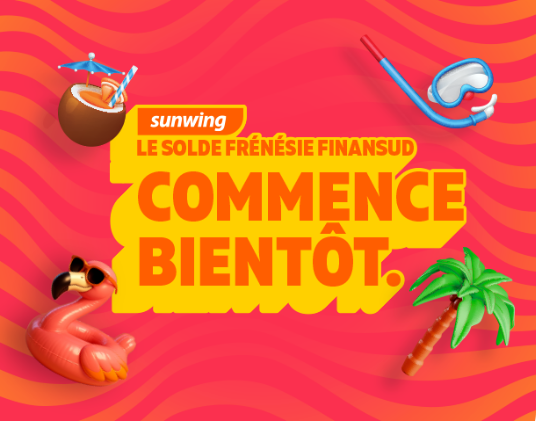 Vacances Sunwing lance le solde Frénésie FinanSud, offrant des aubaines audacieuses pour une durée limitée, dès le 30 juillet. 