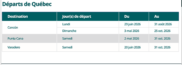 Votre été se dessine à l’horizon : Vacances WestJet Québec dévoile son horaire 2026