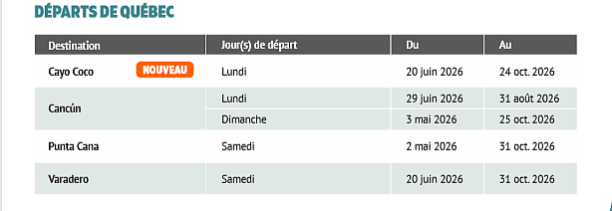 Plus de soleil, plus de choix : Vacances Sunwing dévoile son horaire estival pour 2026
