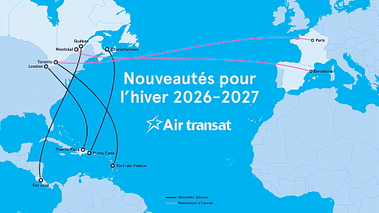 Hiver 2026-2027 : un vent de nouveauté souffle sur le réseau d’Air Transat vers le Sud et l’Europe